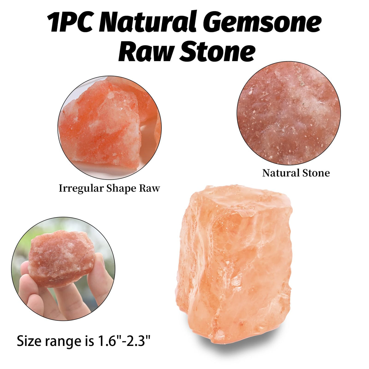 Orange Salt Raw Stones 1PC, Gemstones Raw Stones and Healing Crystals, Hand Carved Natural Pocket Raw Crystals for Decoration Tumbling, Garden, Home Decor(1.18"-1.97")