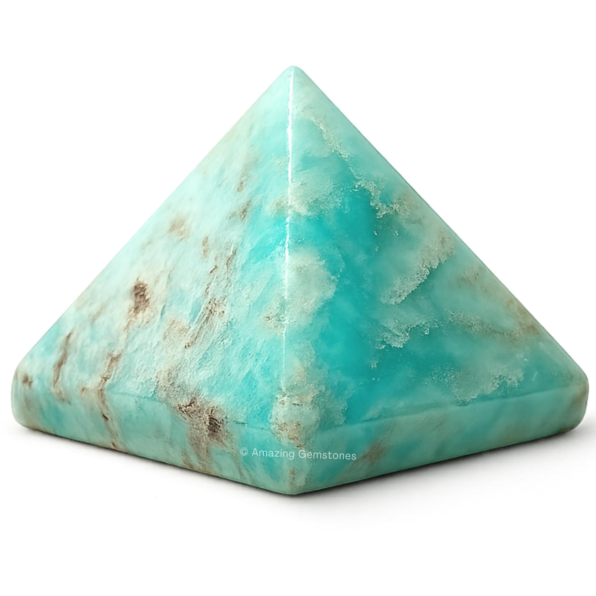 Amazing Gemstone Caribbean Calcite Pyramid Crystal Healing Stones - 1" Great Pyramid Figurine of Natural Stone Pyramid for Meditation, Reiki, Chakra Balancing and Crystal Pyramids Grid