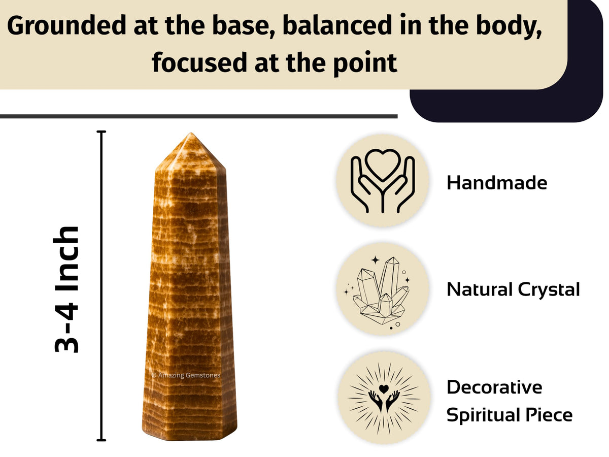 Amazing Gemstone Aragonite Crystal Towers ~ Natural Healing Crystal Point Obelisk for Reiki Healing and Crystal Grid (3" to 4" INCH)