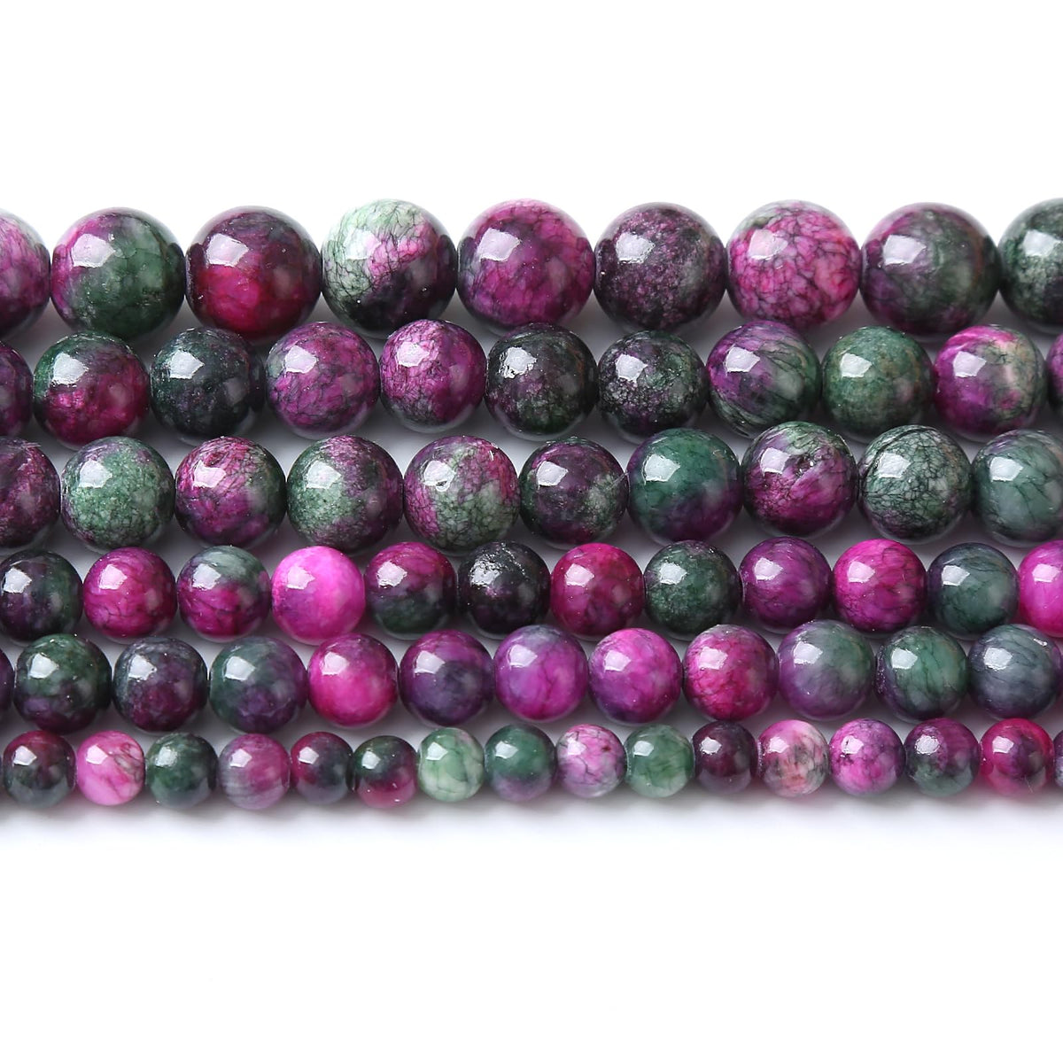 45pcs 8mm Natural Stone Tourmaline Persian Jade Beads Round Loose Beads for Jewelry Making DIY Bracelets Necklaces Crystal Energy Healing Stone Beads 15" (Tourmaline Persian Jade, 8mm)