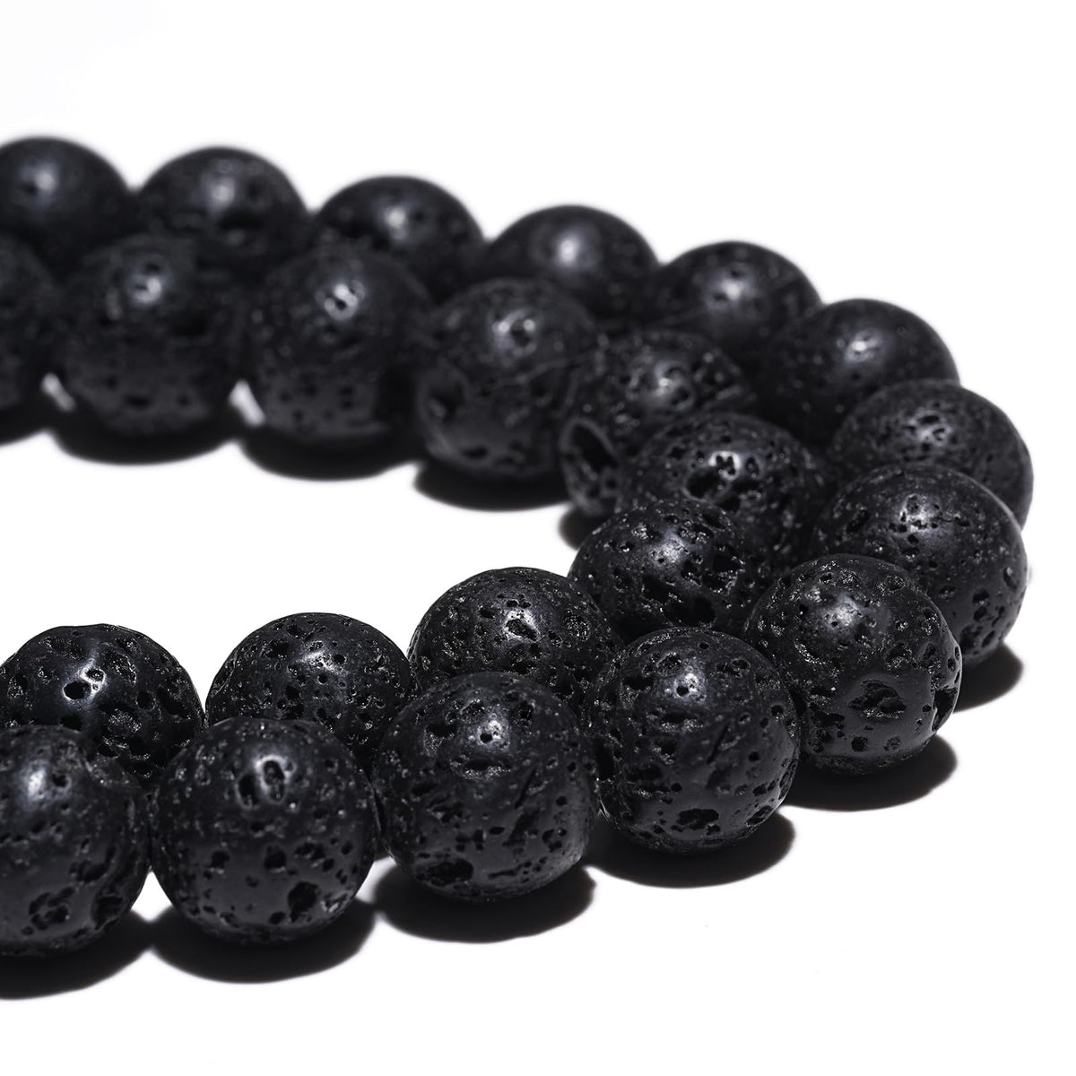 8mm Natural Black Lava Beads Volcanic Rock Gemstone Beads for Bracelets Jewelry Making 15inch Loose Beads