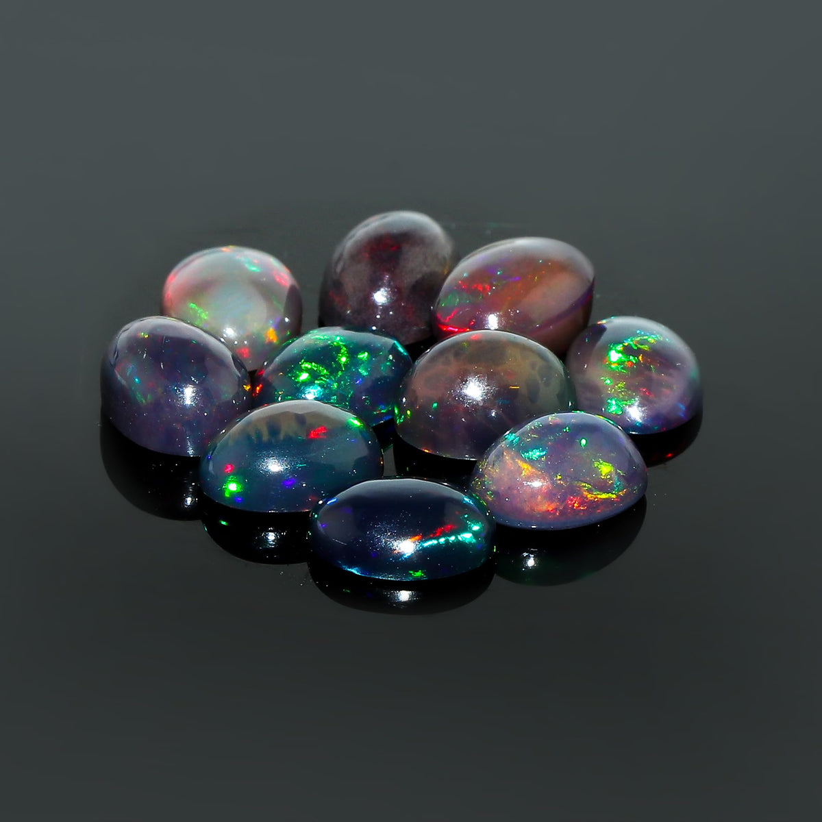AURA GEMS Natural Black Opal Oval Shape-Ethiopian Opal Gemstone Wholesale Lot-Healing Crystals-DIY Jewelry Making Bulk Gemstone Deal (2 Piece Pack Of, Oval Cabochon, 8x6x4mm)