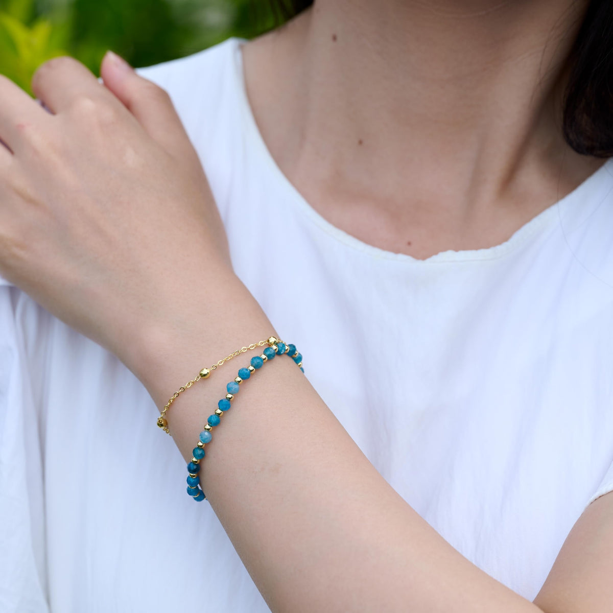 Farfume Apatite Crystal Bracelet Beaded Bracelets for Women 4mm Natural Stone Beads Gemstone Handmade Jewelry Valentine's Day Gifts