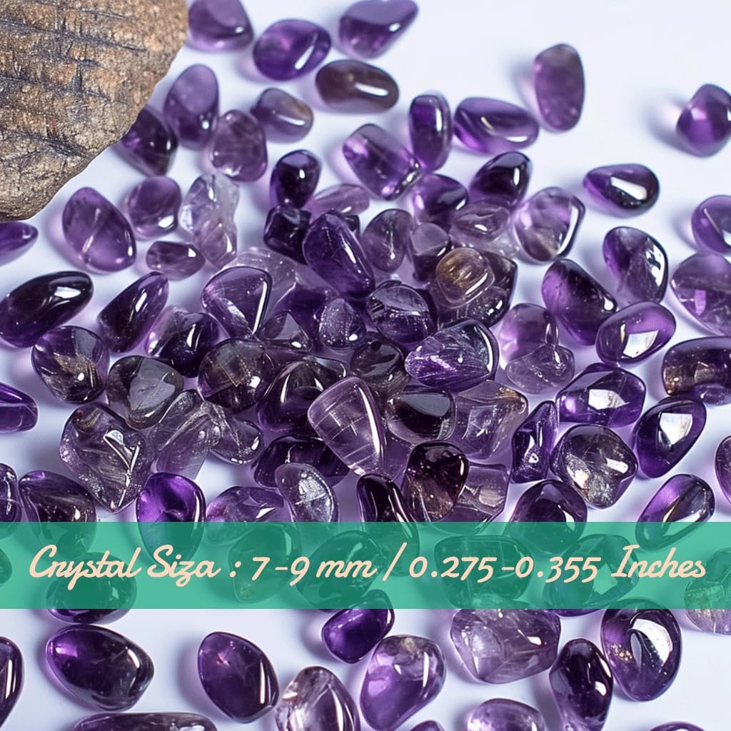 SigMntun Polished Amethyst Crystal Chips 200 Pcs - 0.3" 10 oz Tumbled Stone Chips Crushed Sea Glass Stones Healing Reiki Crystal Making Home Decoration