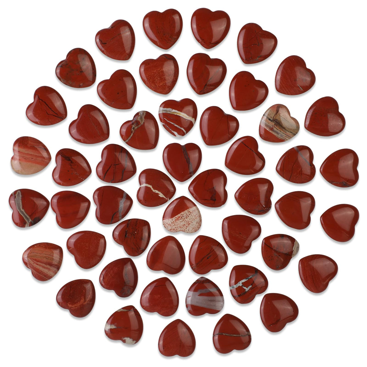 Gerrii 50 Pcs Heart Healing Stone Bulk Quartz Heart Inspirational Stones Gift for Women Love Pocket Polished Natural Energy Balancing Meditation 0.8 Inch(Red)
