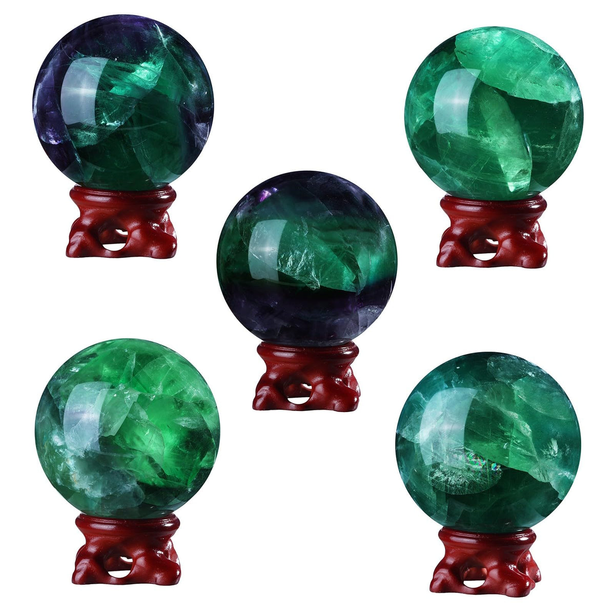 TUMBEELLUWA Fluorite Crystal Ball with Stand for Fortune Teller Witchcraft Divination, Decorative Gemstone Sphere for Home Decor, 61-70 mm