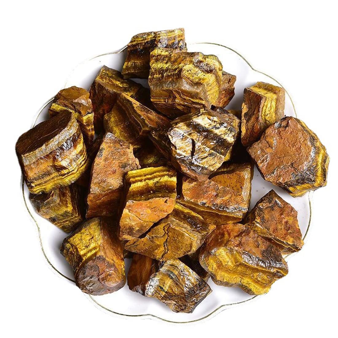 Tiger's Eye Raw Crystals, Large 1.25-2.0" Healing Crystals Natural Rough Stones Crystal for Tumbling, Cabbing, Fountain Rocks, Decoration, Polishing, Wire Wrapping, Wicca & Reiki
