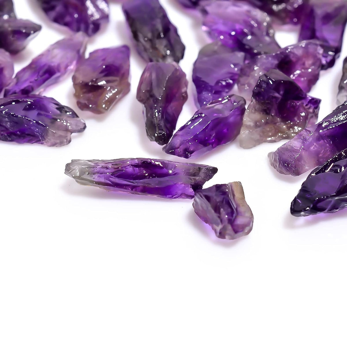 GEMKORA (Pcs : 12+pcs) Wholesale Lot of Raw Chevron Amethyst Pencils Rough Gemstone (Size : 10 to 15mm), Jewelry Making Supply, Witchcraft, Cabbing, Tumbling (Weight : 50 carats)
