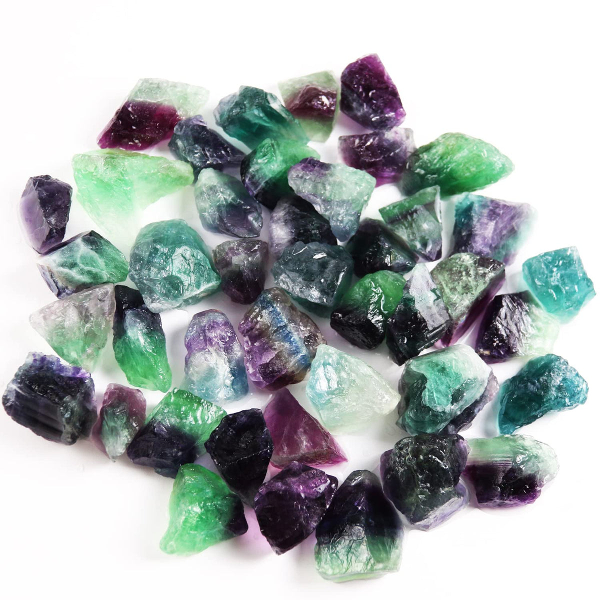 Nvzi Rainbow Flourite Crystals, Crystals and Healing Stones, Rocks for Tumbling, Raw Crystals Bulk, Amathesis Crystal, Calcite Crystal for Decoration, Wicca, Reiki, Chakra and Energy(1LB)