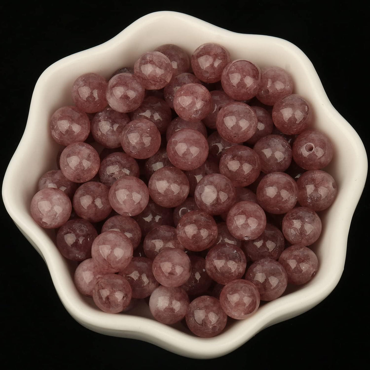 About 45pcs 8mm Natural Stone Beads Lepidolite Beads Crystal Gemstone for Jewelry Making, DIY Bracelet Necklace