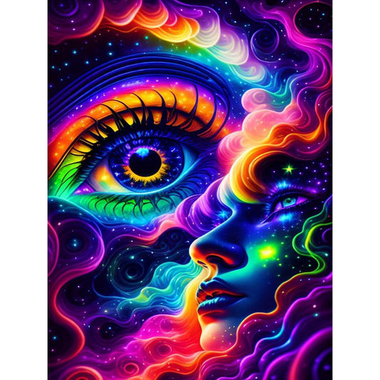 Huacan Diamond Painting Kits 5D Colorful Starry Sky Gem Art Kits for Adults DIY Rainbow Eyes AB Square Drill Abstract Paint by Diamonds Handmade Gift Home Wall Decor 11.81 * 15.74in