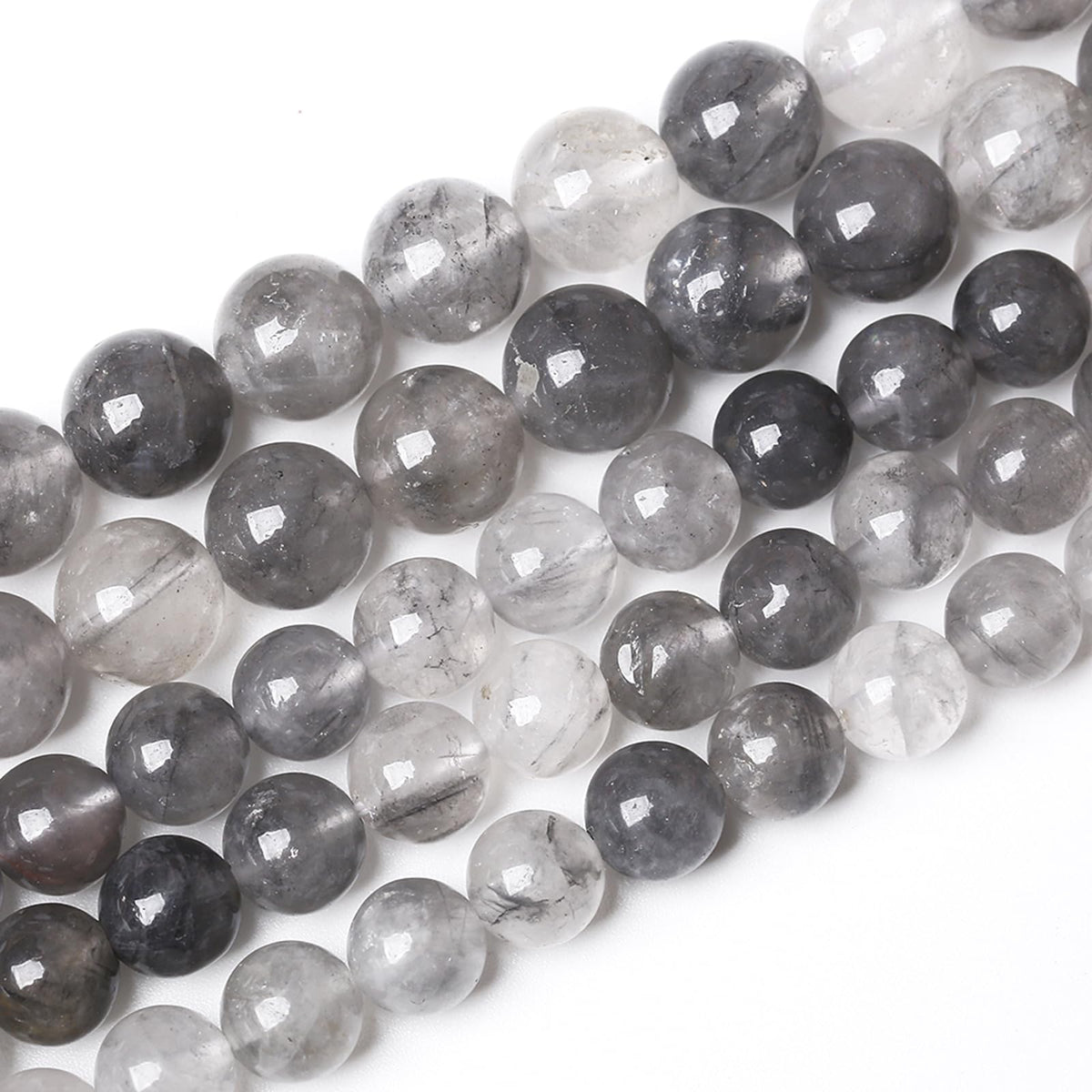 45pcs 8mm Natural Grey Cloud Crystal Stone Beads for Jewelry Making Energy Healing Power Stone Beads DIY Bracelet Necklace Accessories 15"(8mm, Grey Cloud Crystal)