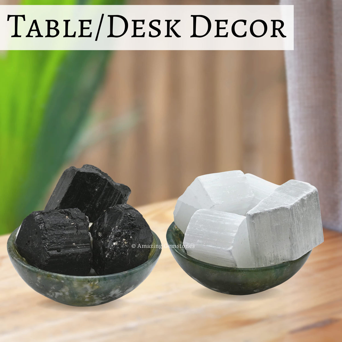 Amazing Gemstone Black Tourmaline Selenite Crystal - 1/2 lb Bulk Raw Black Tourmaline Crystals and Selenite Healing Crystals for Protection, Crystal Grid, Energy Piedra Selenita Original