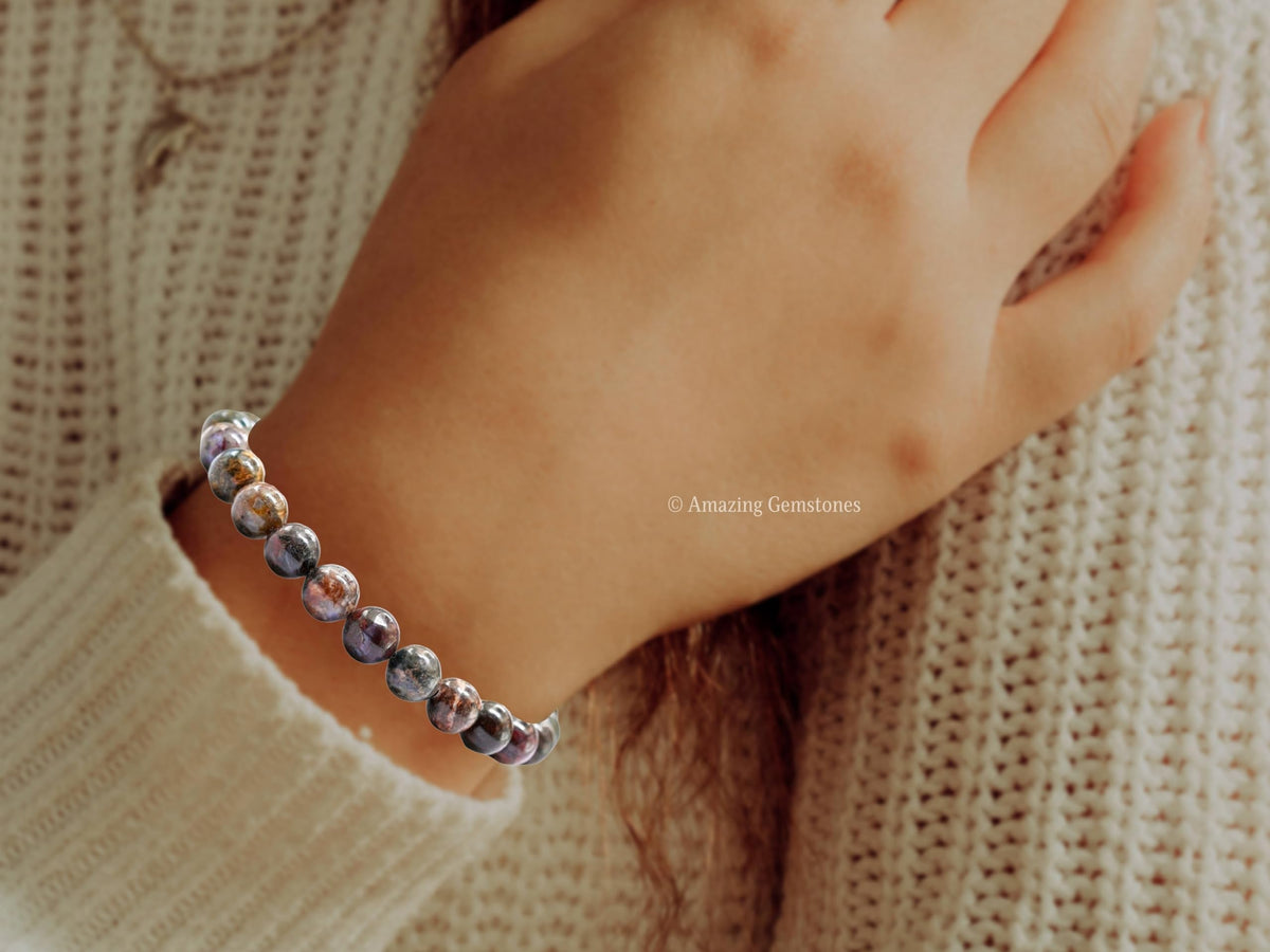 Amazing Gemstone Pietersite Bracelet, Gifts For Men & Women - Protection Healing Crystal Bracelet - 8mm Gemstone Beaded Adjustable Bracelet, Pulseras Para Hombres Mujer Stocking Stuffers