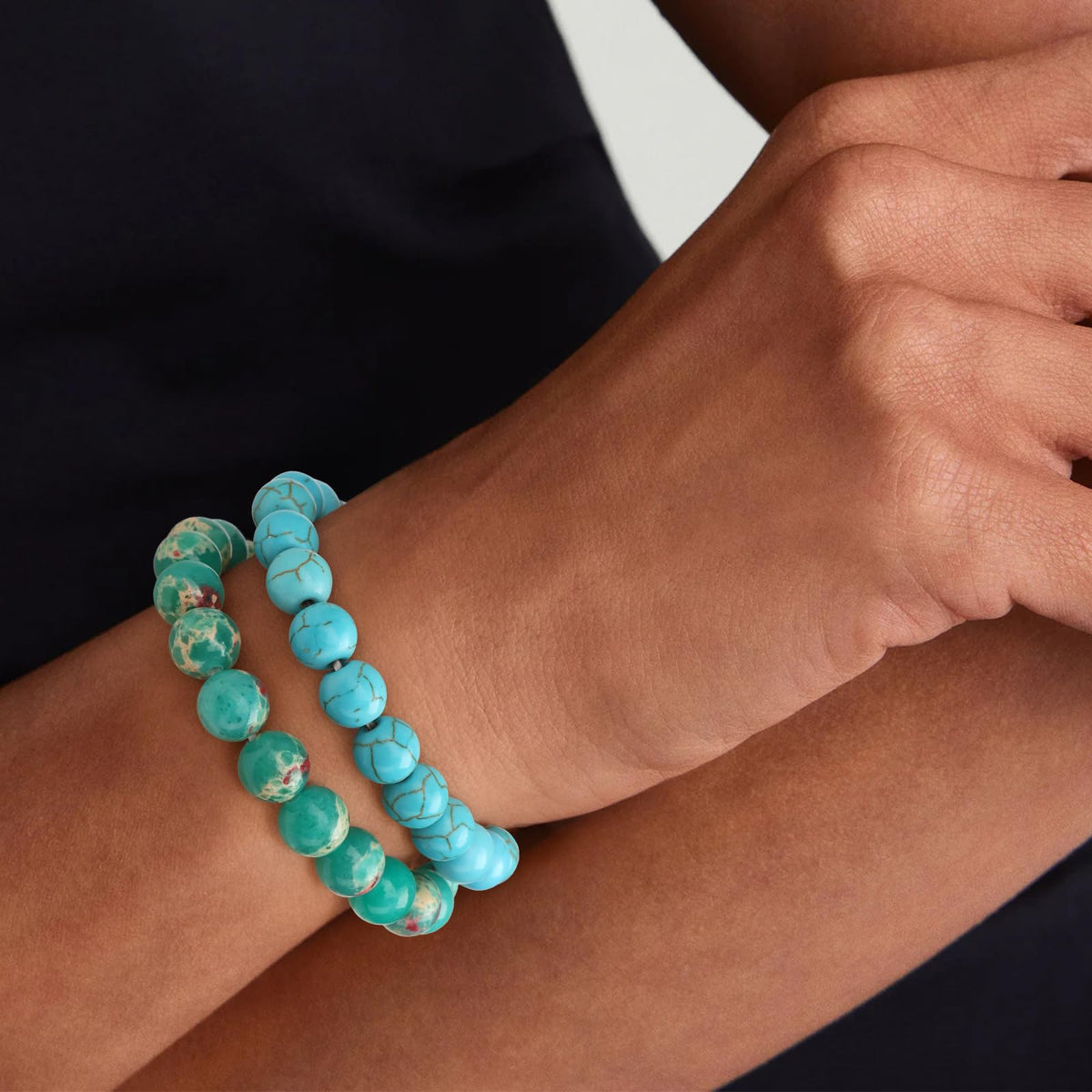 Risyfjew 3 PCS Turquoise Healing Crystal Bracelets Women 8mm Natural Stone Beaded Stretch Bracelet Turquoise Jewelry Gifts