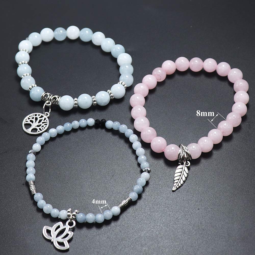UEUC Tree of Life Yoga Healing Stone Bracelets,Multilayer Lotus Chakra Stone Reiki Bracelet Sets,Anxiety Crystal Natural Stone,for Women Stress Relief