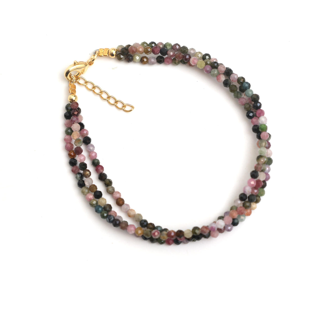 Gempires Multi Tourmaline Beaded Bracelets Colorful Ligtweight Gemstone Jewelry Hypoallergenic 8 Inch Gold Plated Handmade Crystal Jewelry Bracelets