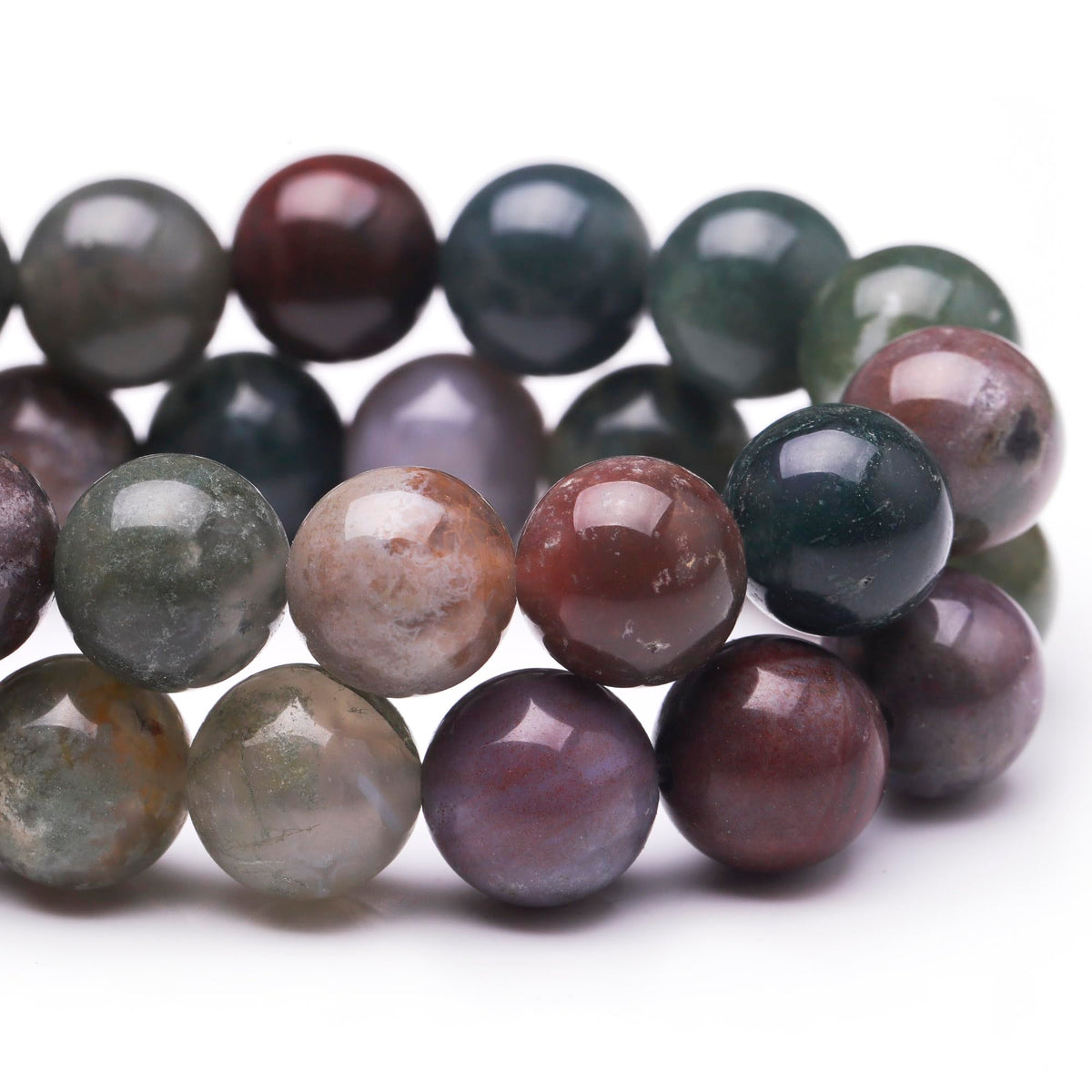 Chicager Natural Stone Beads for Jewelry Making,8mm Indian Agate Polished Smooth Round Gemstone Beads for Bracelet Necklace 15 Inch