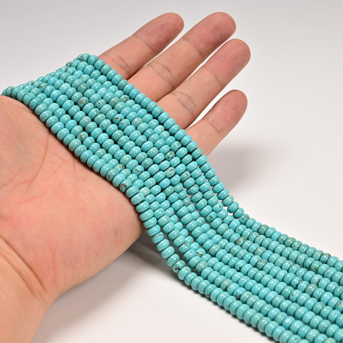 ICAI 4x6mm Natural Rondelle Beads – Loose Gemstone Spacers for DIY Jewelry Making (Blue Turquoise)