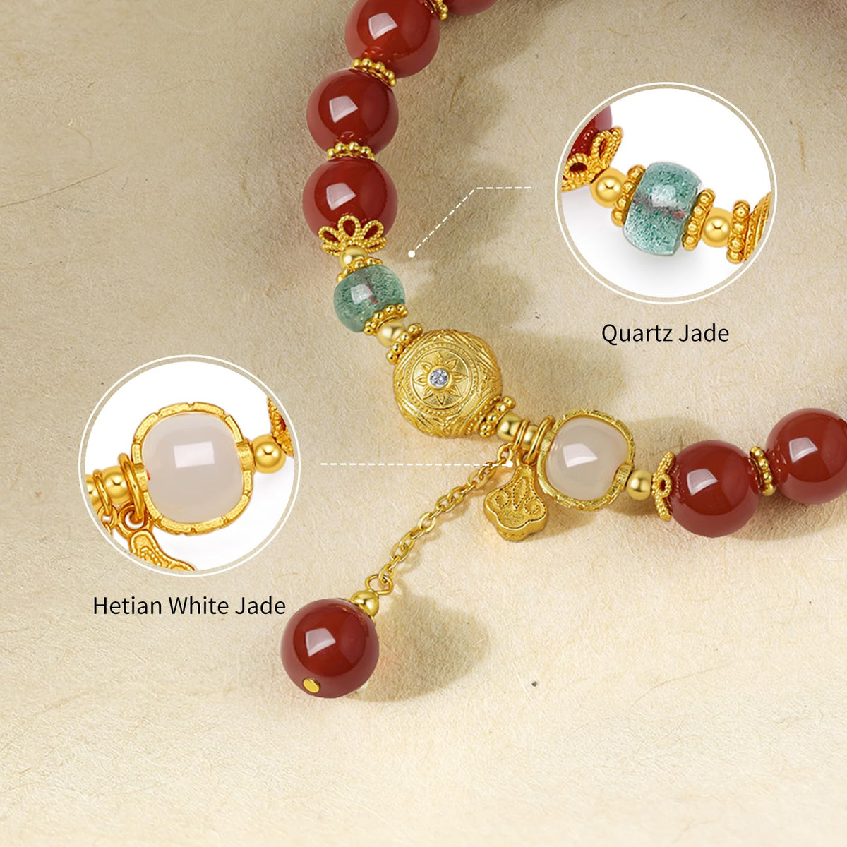 ZHOU LIU FU Sterling Silver Bracelets Silver Red Agate Elephant Pendant Beaded Stretch Bracelet Blessing Silver FengShui Ball Charm Jewelry for Women Her Anniversary Birthday 6.7"/17CM J1916278