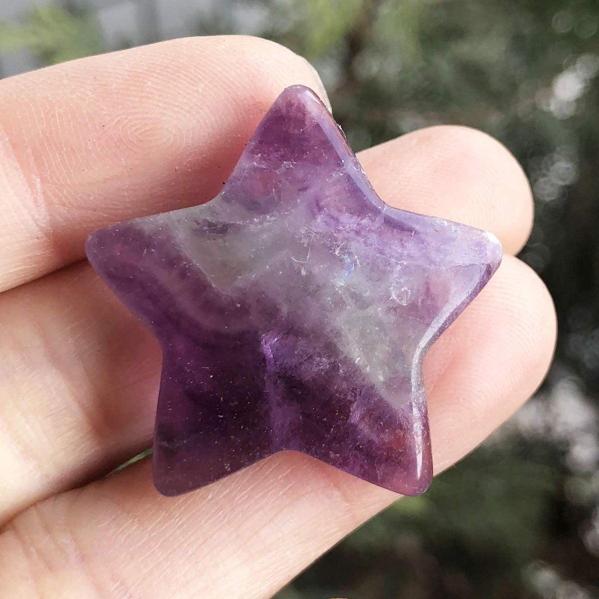 Fekuar Fluorite Crystal Star Chakra Stones for Reiki Healing Yoga Balance Meditation Polished Mini Pocket Palm Stone 1 Inch (30mm)