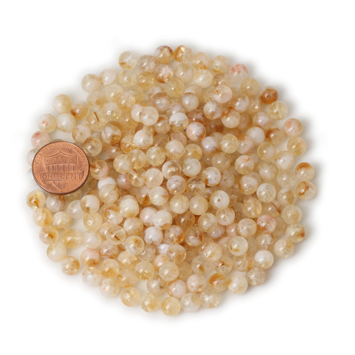 CHEAVIAN 60PCS 6mm Natural Yellow Feather Citrine Gemstone Round Loose Beads Crystal Energy Stone Healing Power for Jewelry Making 1 Strand 15"