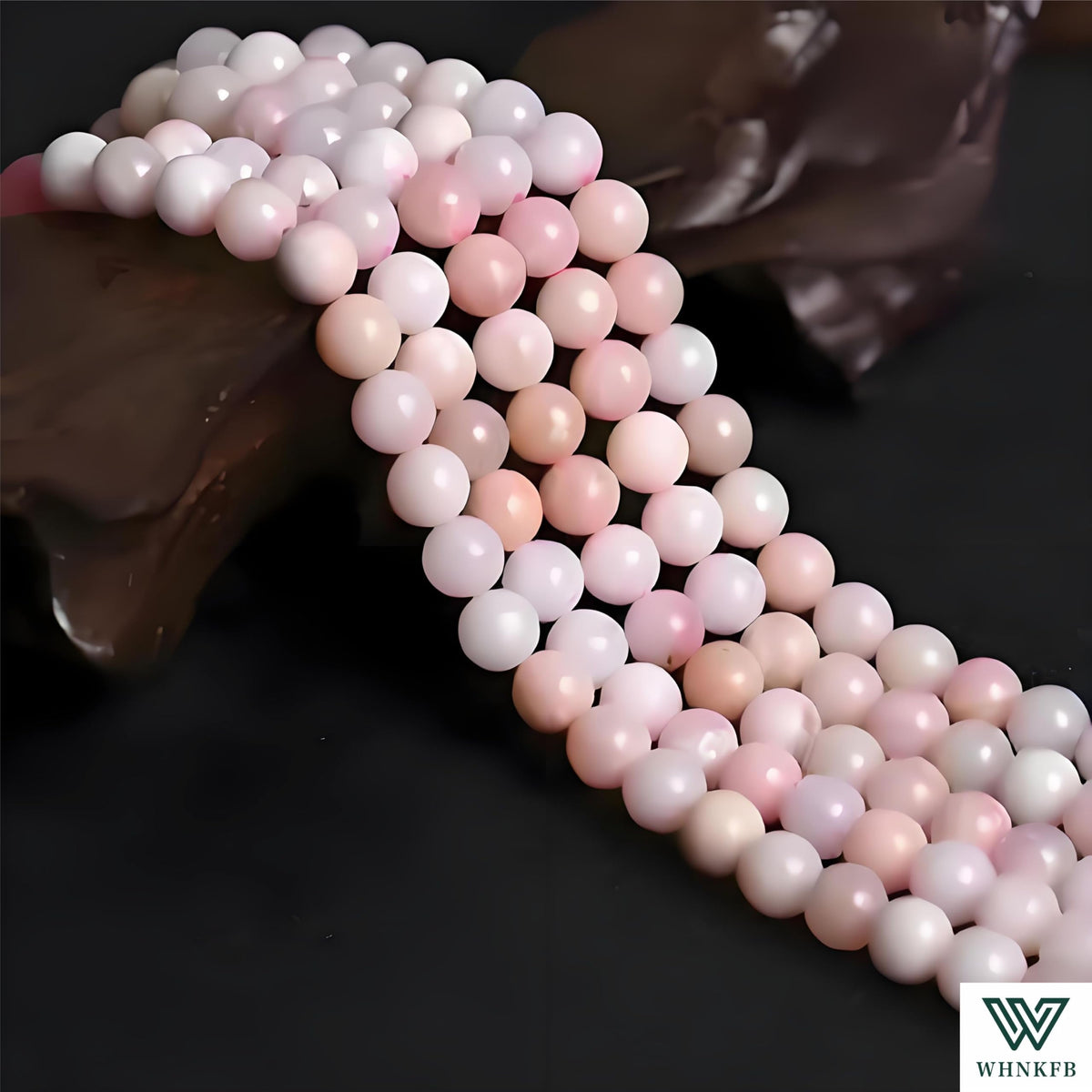 WHNKFB 10mm 50PCS Natural Pink Opal Round Beads, Rose Quartz-Like Loose Gemstone Beads for Jewelry Making Craft - 4mm 6mm 8mm 10mm Options with Free Elastic Cord