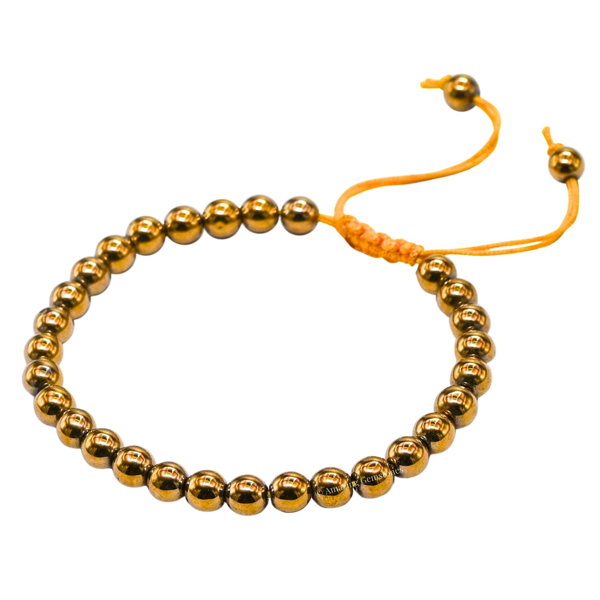 Golden Hematite Bracelet for Women Men's Gifts - Protection Healing Crystal Bracelet - 6mm Gemstone Beaded Adjustable Bracelet Pulseras Para Hombres Mujer Stocking Stuffers