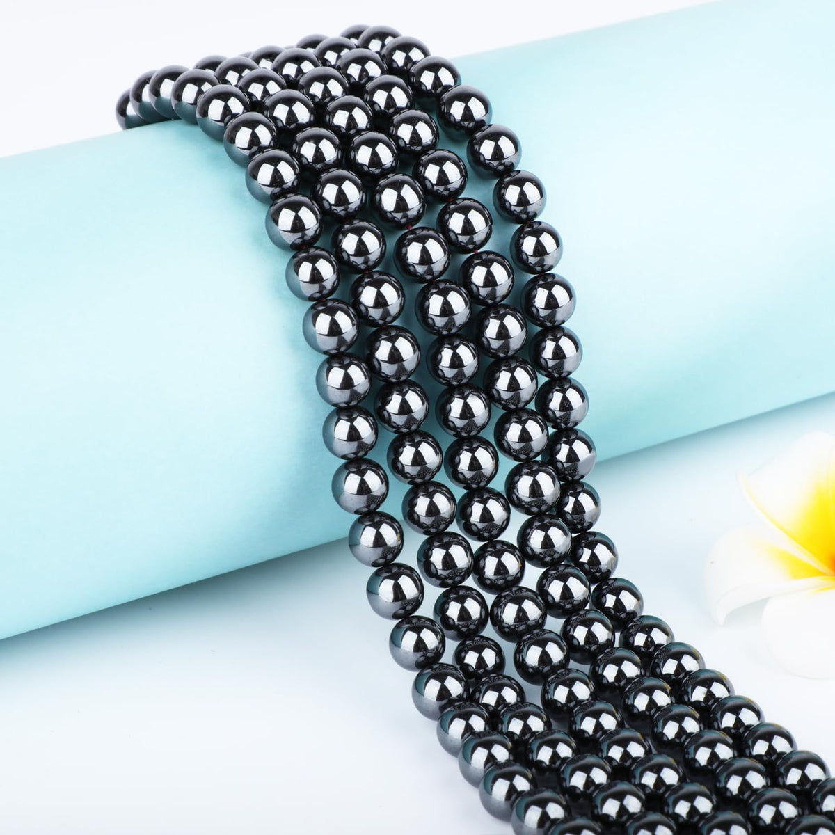 CMBYN Natural Stone Beads Round Genuine Real Stone Beading Strand Loose Gemstones DIY Smooth Bead for Bracelet Necklace Earrings Jewelry Making (Hematite, 6mm 60 Pieces)