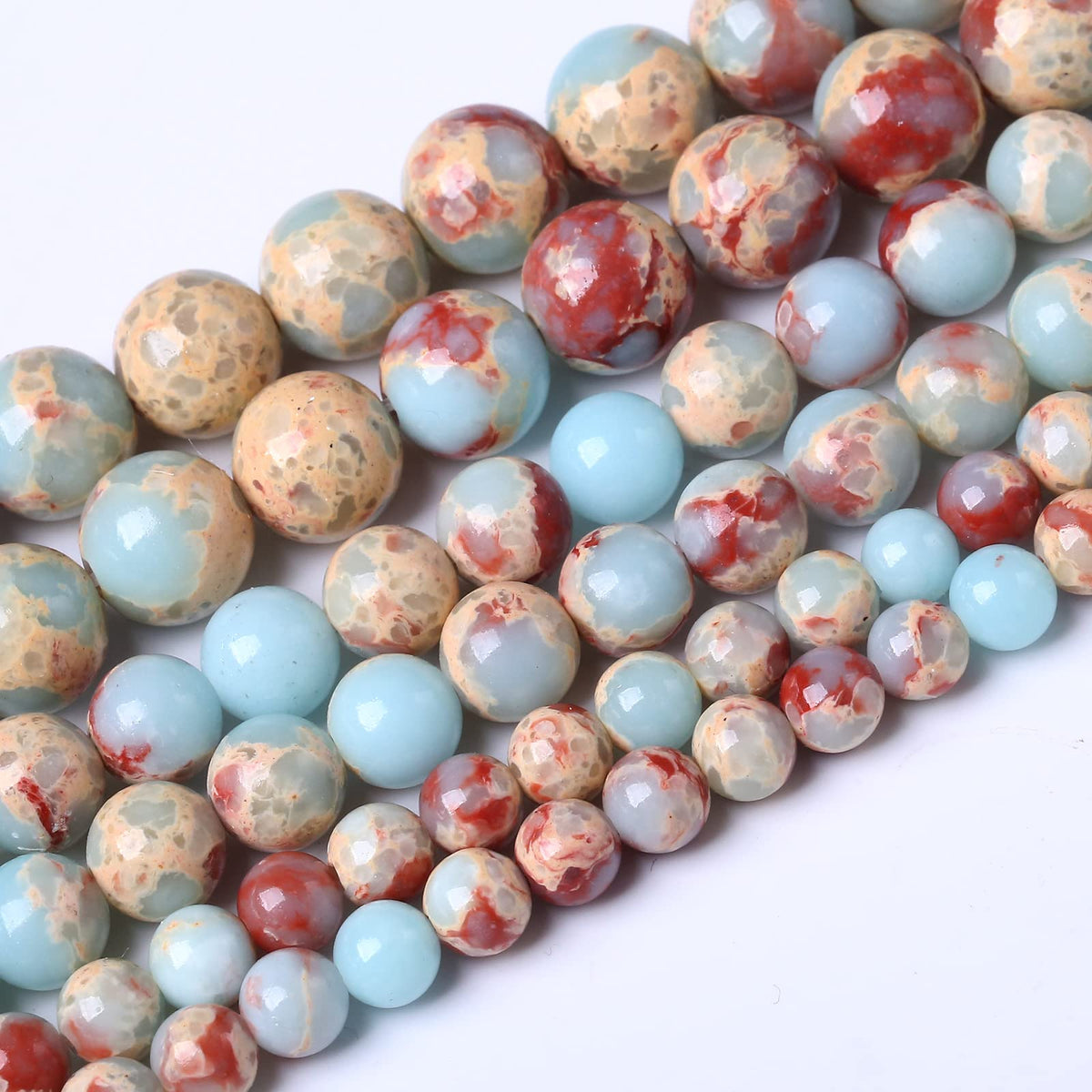 36PCS 10MM Natural Longevity Mountain Beads Round Loose Stone Beads for Jewelry Making DIY Energy Stone Healing Power Bracelet 15"