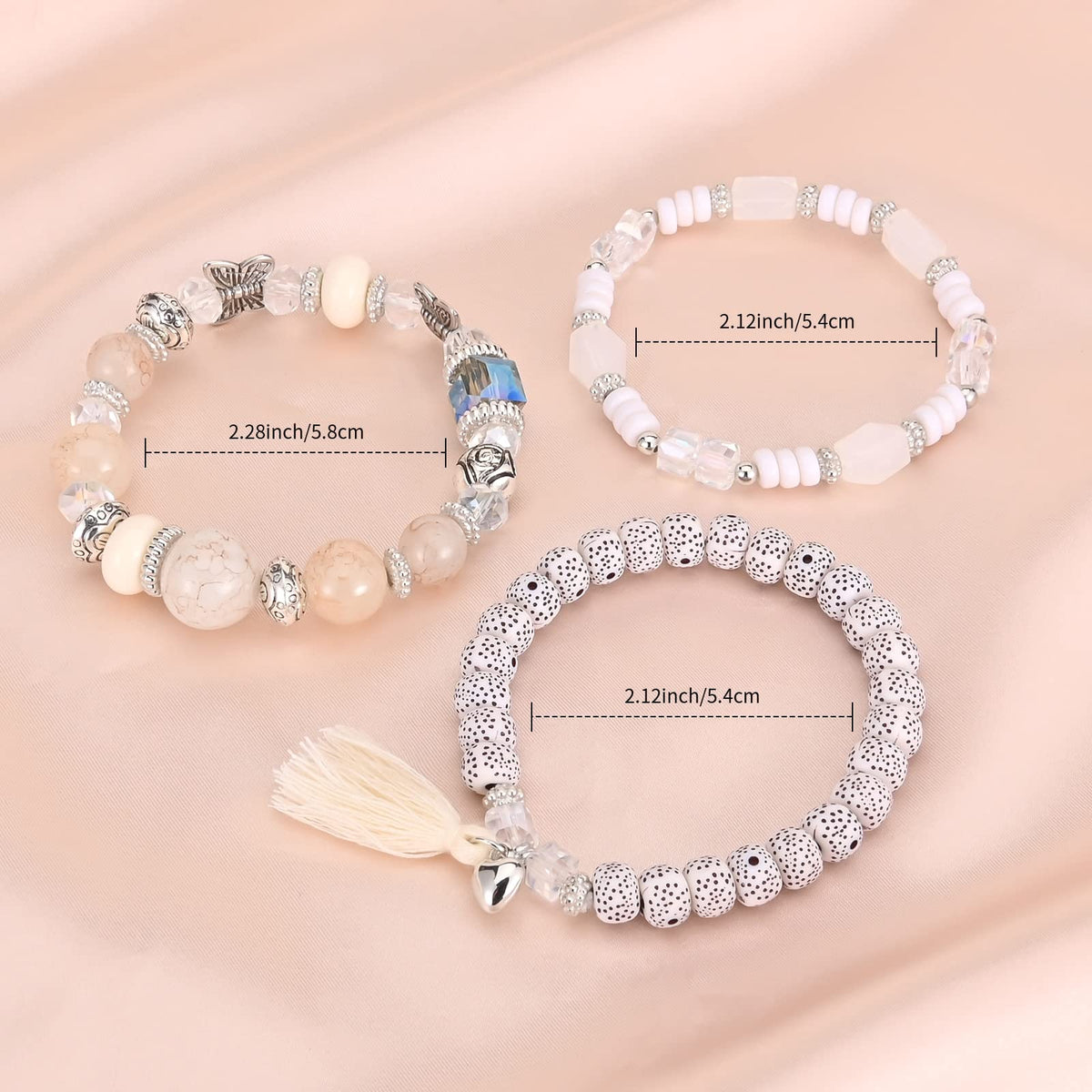 Bohemian Bracelet Sets for Women - 6 Sets Stackable Stretch Bracelets Multi-color Boho Jewelry for Women Hippie Bracelets Dainty Jewelry Best Friend Gift (Butterfly Stretch Bracelets Set)
