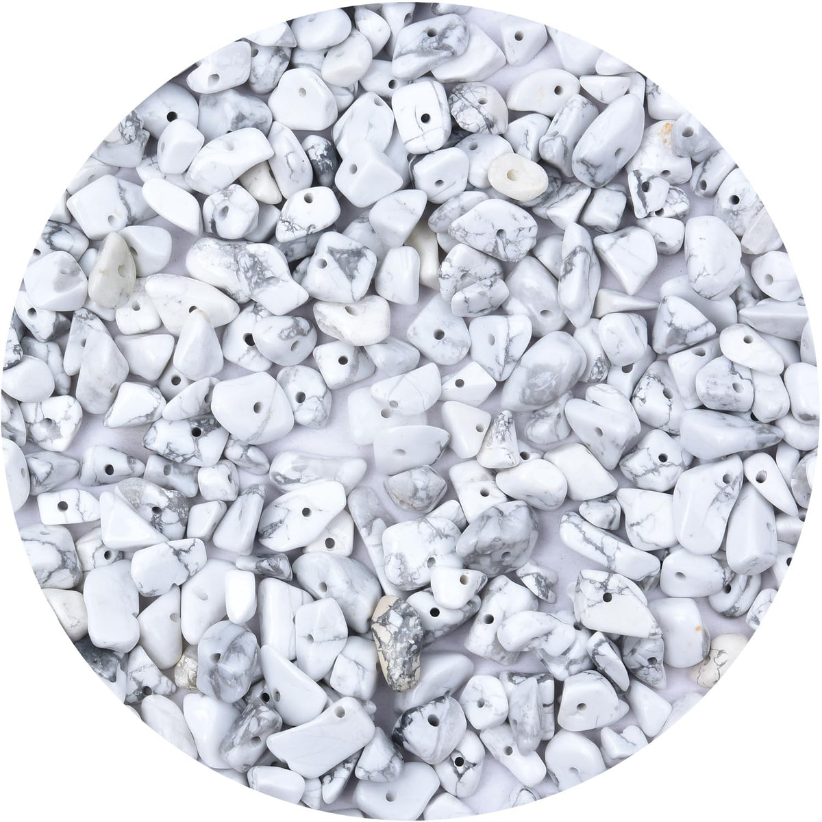 Natural Chip Stone Beads 450pcs White Howlite Chips 5-8mm Genuine Real Irregular Healing Crystal Rocks Hole Drilled DIY Loose Gemstone Beads for Jewelry Making Bracelet Earrings Necklace Crafting