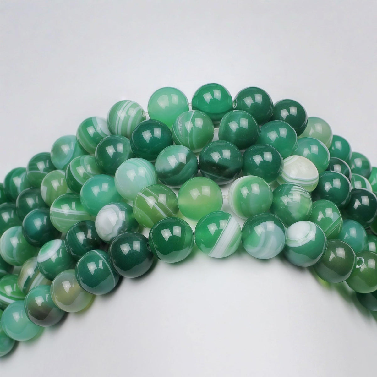 MJDCB Natural Stone Beads Green Striped Agate Round Loose Beads for Jewelry Making DIY Bracelet Necklace (8mm)