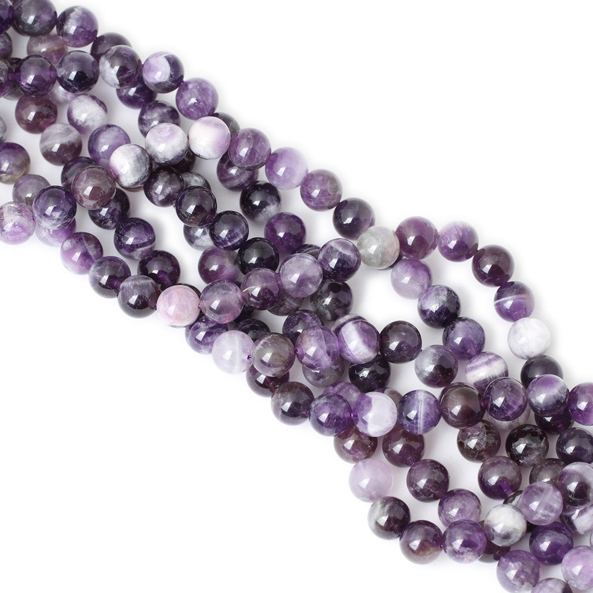 CHEAVIAN 35PCS 10mm Natural Dog Teeth Amethyst Gemstone Round Loose Beads Crystal Energy Stone Healing Power for Jewelry Making 1 Strand 15"