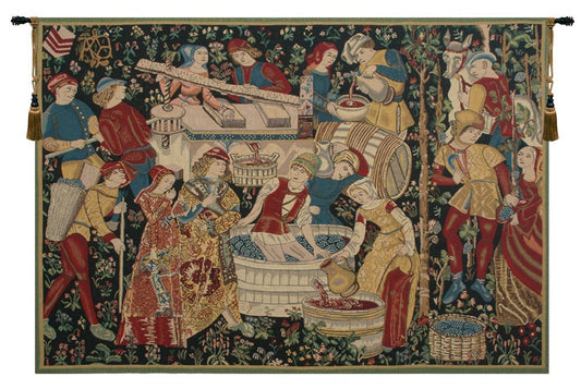 C Charlotte Home Furnishings Inc Vendages (Yellow) Belgian Tapestry Wall Hanging | Viscose Cotton and Polyester Blend Wall Art | 48 in. x 70 in | Home Decor Accents