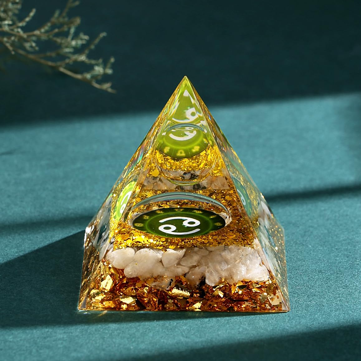 YATOJUZI 12 Zodiac Cancer Birthday Gifts for Women Men Healing Crystals Natural Crystal Stones Gemstones Orgonite Chakra Reiki Lucky Energy Gold Decor for Office Desk Decorations