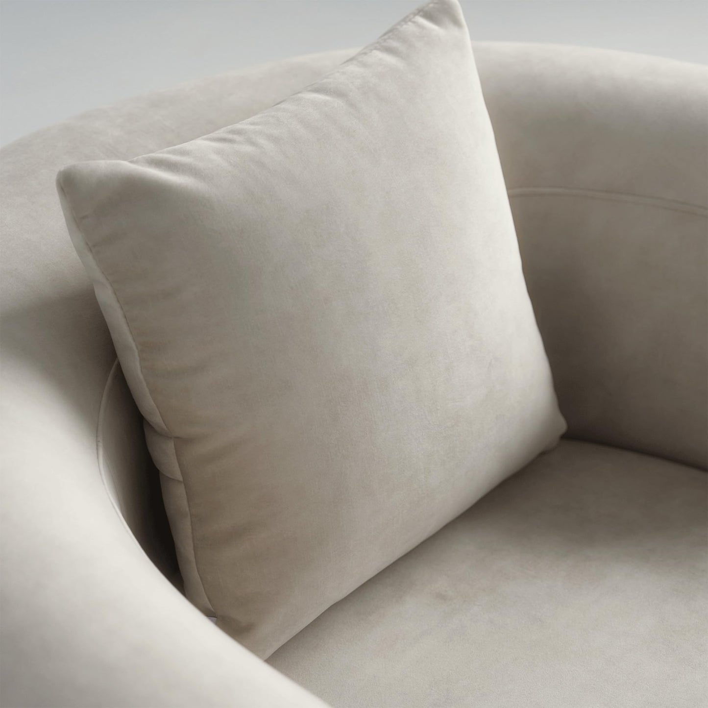 Acanva Luxury Modern Tight Curved Back Velvet Sofa, Minimalist Style Comfy Couch for Living Room Apartment Reception Space, Cream Single Chair Set of 2