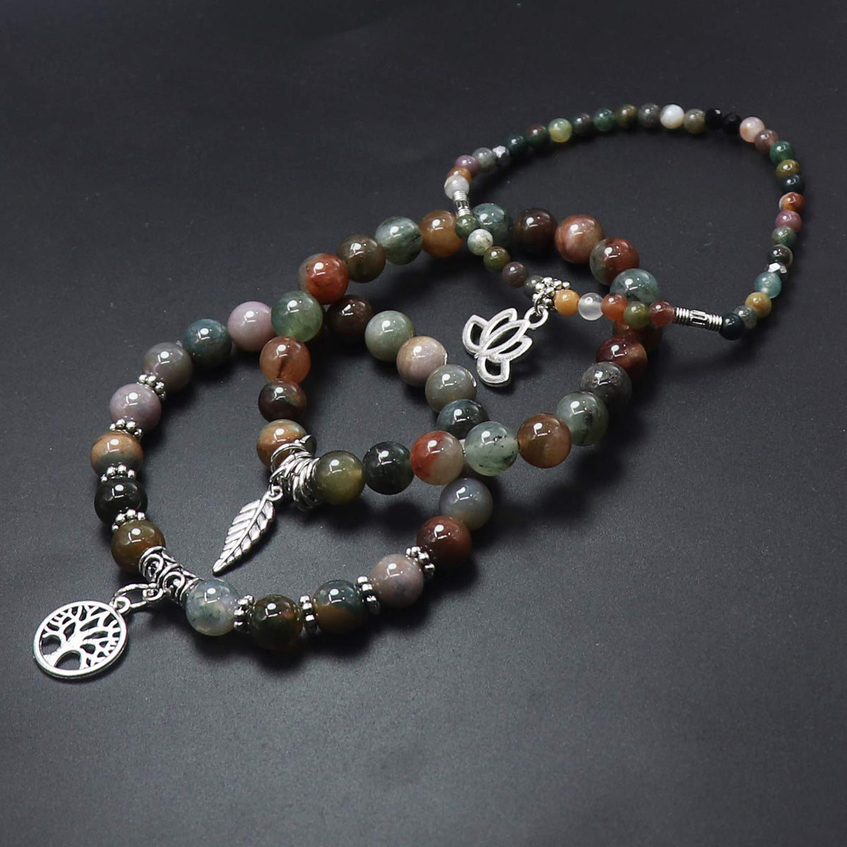 UEUC Tree of Life Yoga Healing Stone Bracelets,Multilayer Lotus Chakra Stone Reiki Bracelet Sets,Anxiety Crystal Natural Stone,for Women Stress Relief