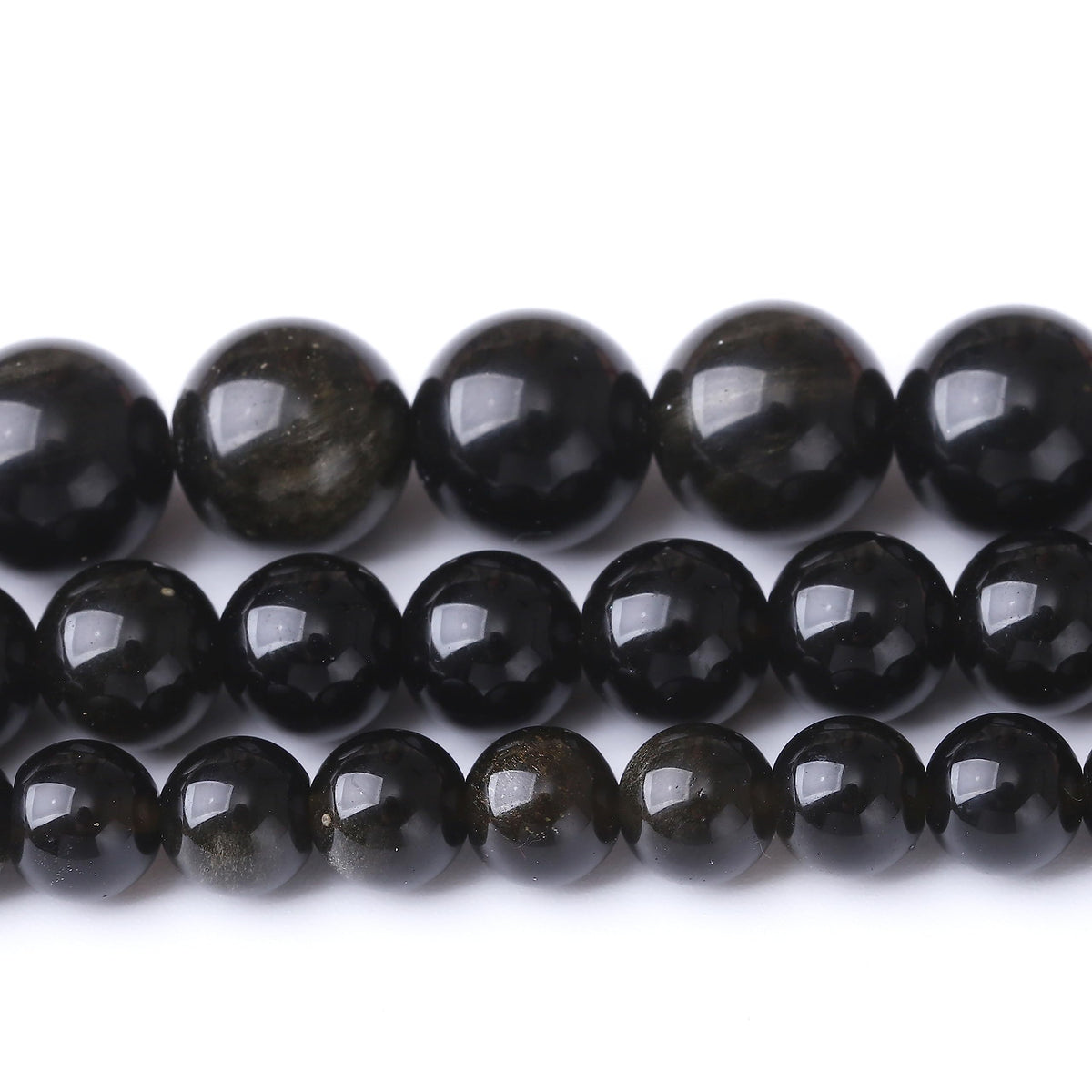 32PCS 12MM Natural Black Golden Obsidian Stone Beads Energy Healing Beads for DIY Jewelry Bracelet Necklace Making for Jewelry Making15Inch