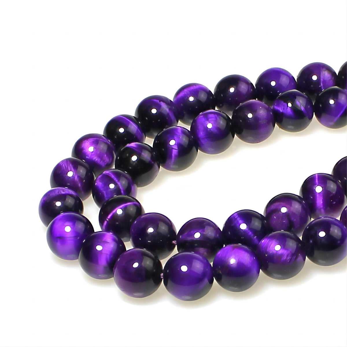 MJDCB Stone Beads 8mm 43pcs Round Purple Tiger's Eye Loose Gemstone Bead Charms for Jewelry Making Bracelet Necklace Earring Pendant