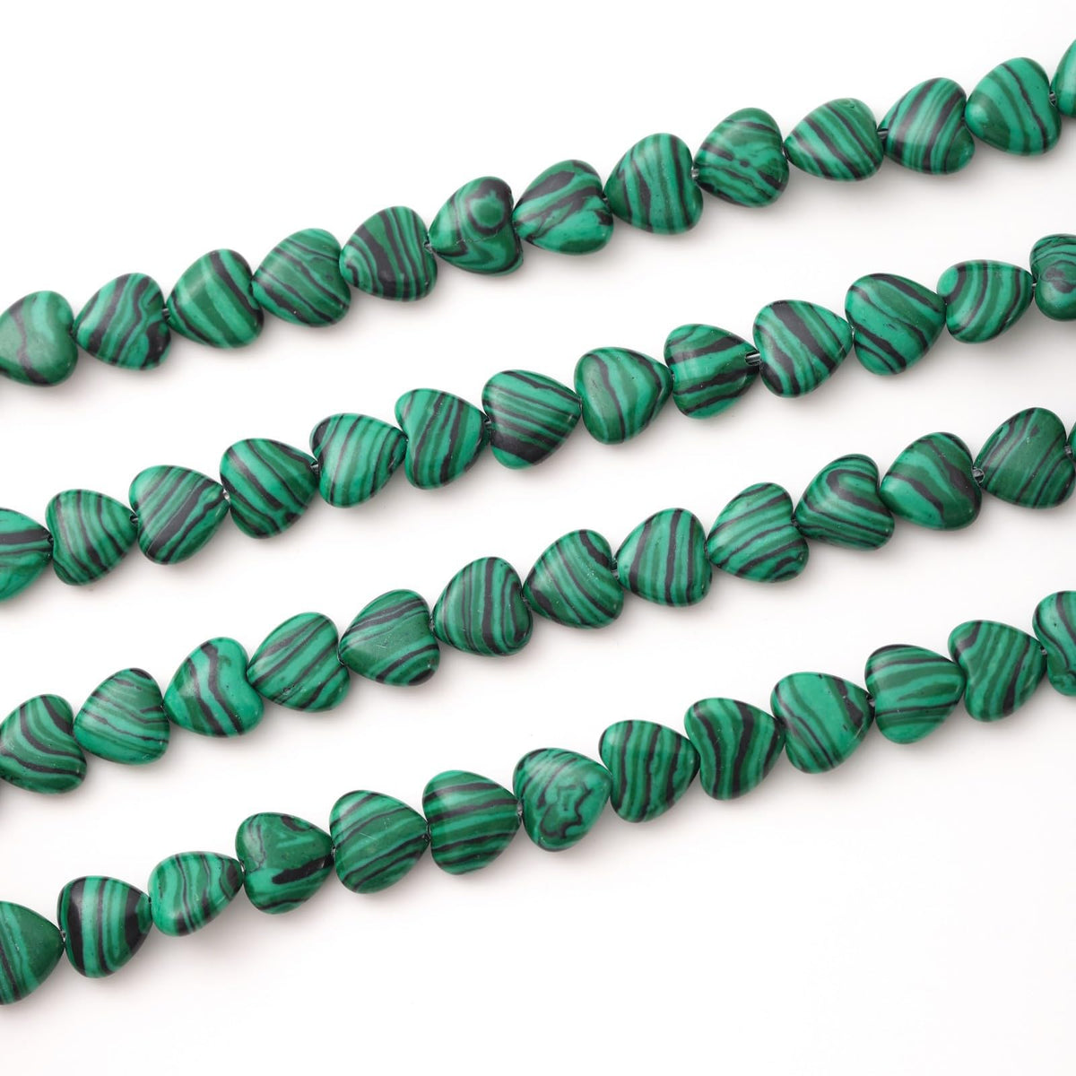 Natural Heart Shaped Malachite Stone Beads 10mm Loose Crystal Healing Beads for DIY Necklace Bracelet Making Gemstone Craft Supplies