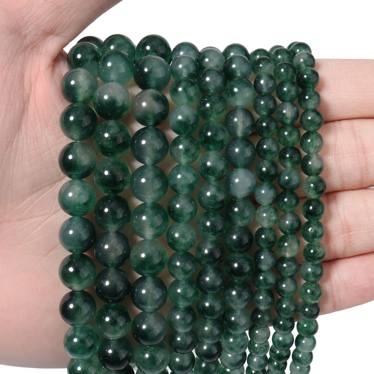 60pcs 6mm Natural Stone Beads Green Chalcedony Beads Energy Crystal Healing Power Gemstone for Jewelry Making, DIY Bracelet Necklace