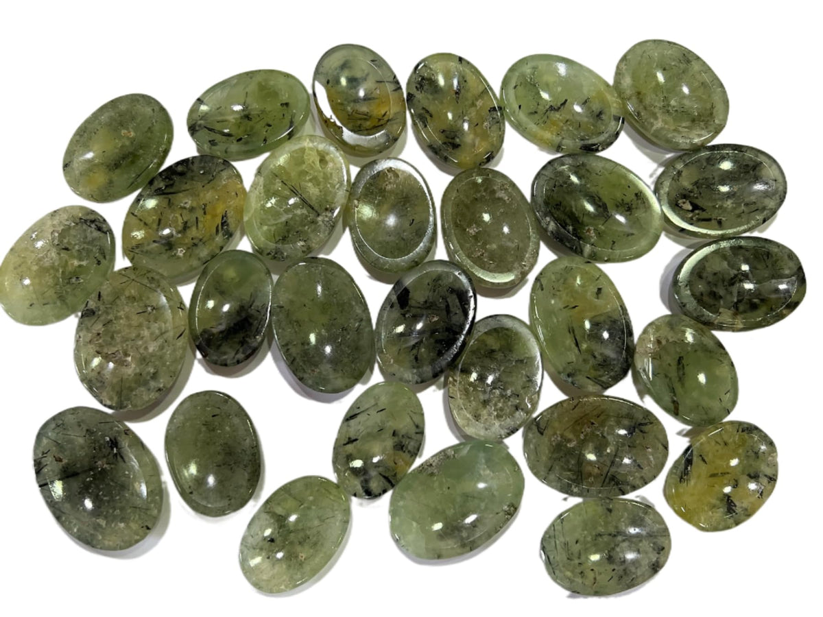 GEMSCITE Prehnite Epidote Thumb Worry Stones Metaphysical Gemstone Crystal Healing Reiki Men Women Gift FENG Shui Positive Energy Love Wellness Palm Stones Wicca Powerful