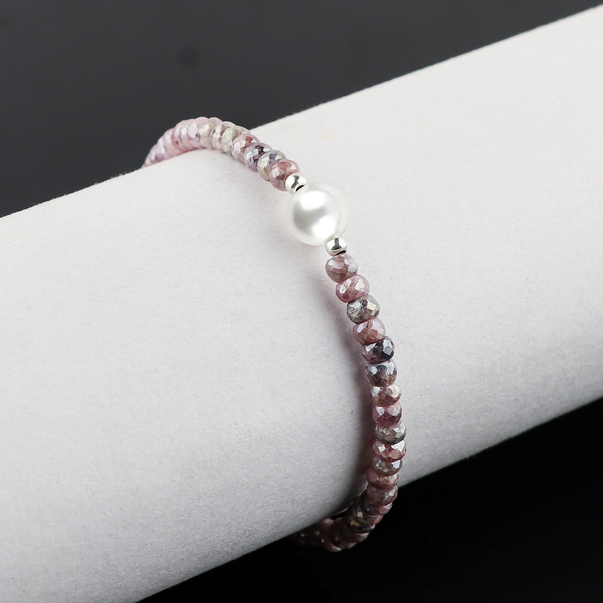 CRYSTALINES Coated Silverite Gemstones Beads Bolo Bracelets with Pearl, Handmade, Birthstone, Beaded Bracelet, Crystals Jewelry, Women Bracelet, Silver Plated Adjustable Chain 10inch