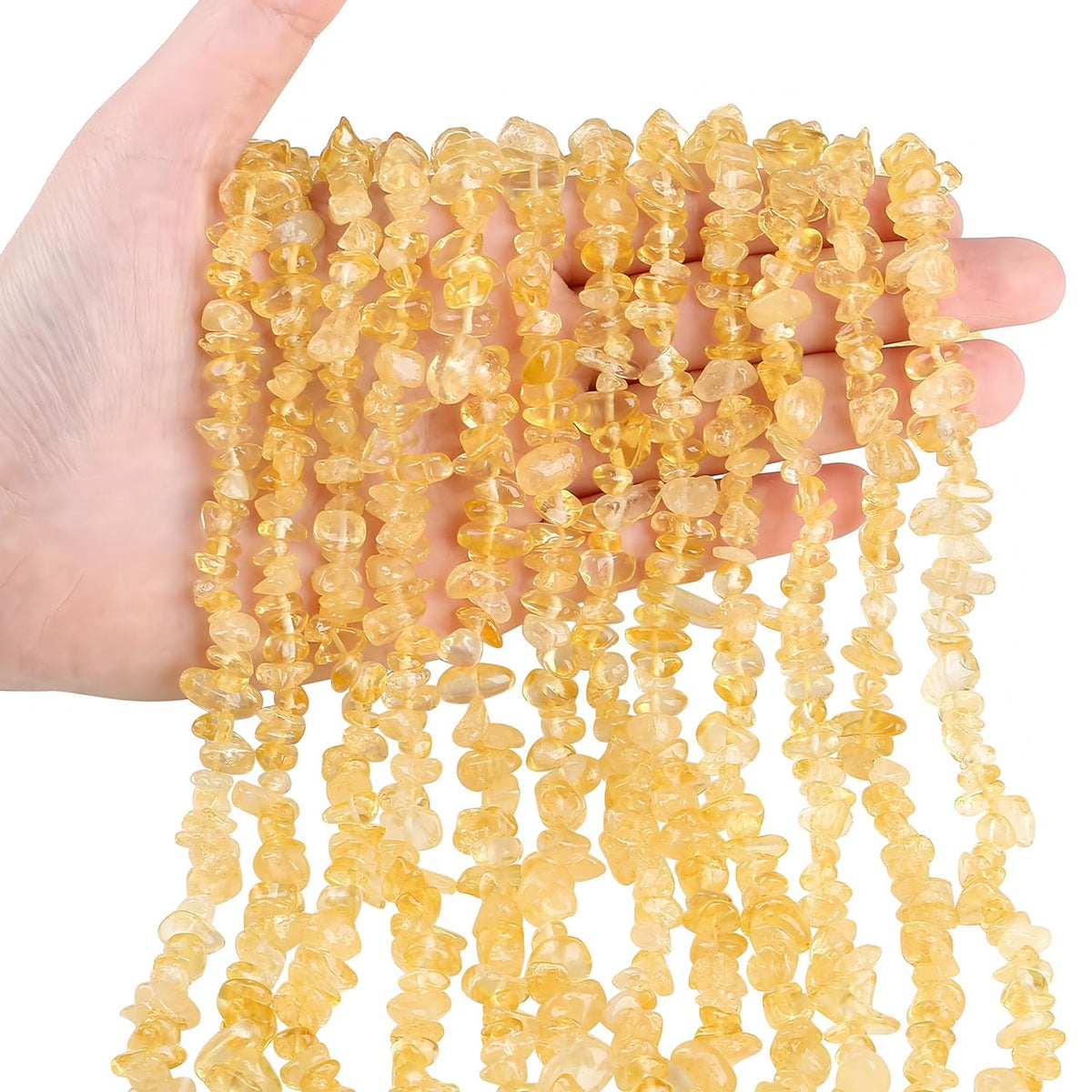 Natural Chip Stone Beads 450pcs Citrine Chips 5-8mm Genuine Real Irregular Healing Crystal Rocks Hole Drilled DIY Loose Gemstone Beads for Jewelry Making Bracelet Earrings Necklace Crafting