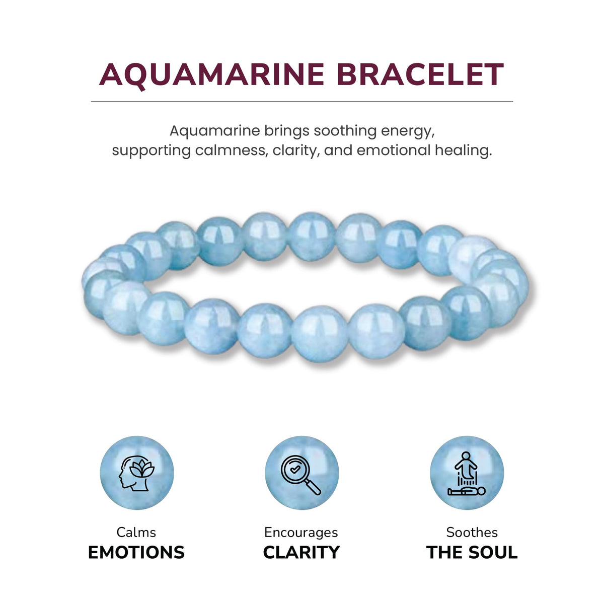 Crystal Vibe Natural Aquamarine Bracelet - Bring Positive Energy - Healing Stone Aquamarine Crystal Bracelet for Everlasting Joy