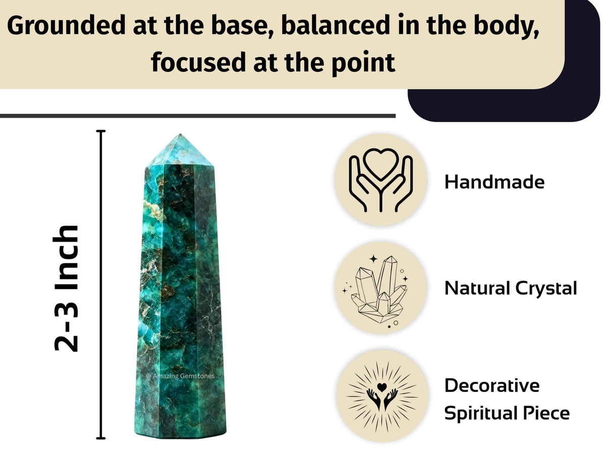 Amazing Gemstone Chrome Diopside Crystal Towers - Natural Healing Crystal Point Obelisk for Reiki Healing and Crystal Grid (2" to 3" INCH)