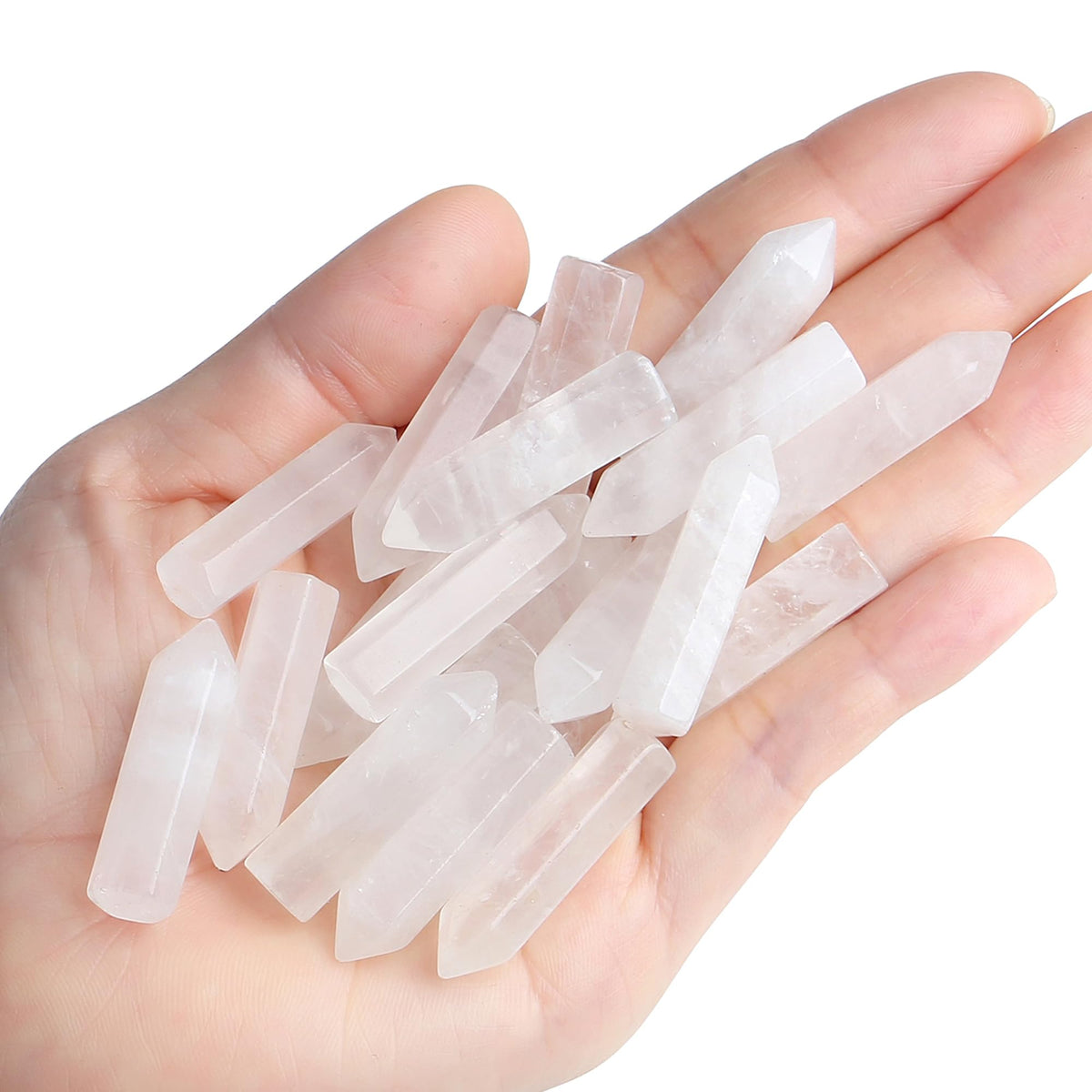 QINJIEJIE Clear Quartz 20 PCS Healing Crystals Stones Sets Wands Bulk Natural Pocket Crystal Towers Assorted Pointed Reiki Gemstones Polished Energy Meditation Chakra Gifts for Women Men