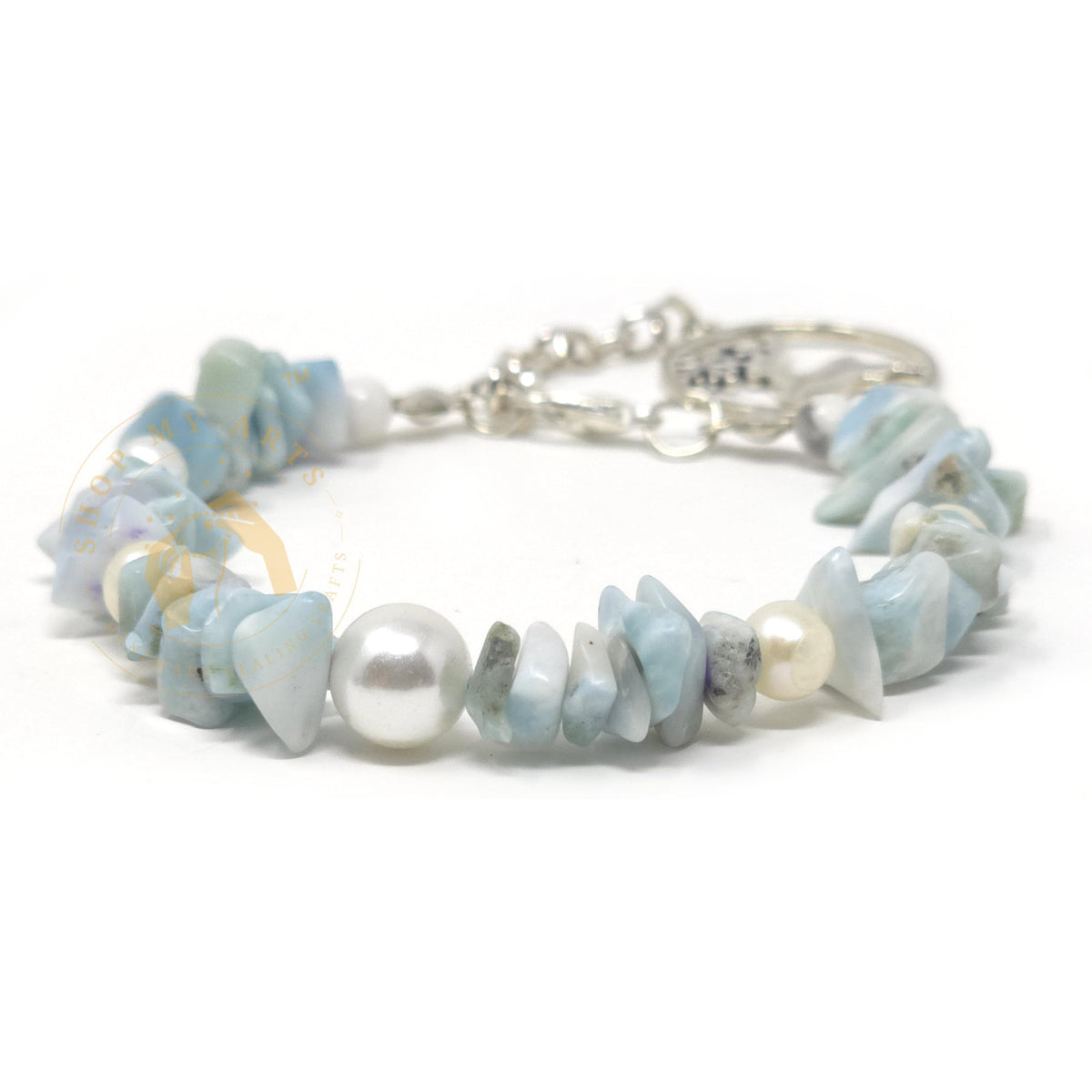 Shop My Arts Larimar Bracelet for Women - Birthday Gifts for Women Mom with Authentic Crystals and Healing Stones