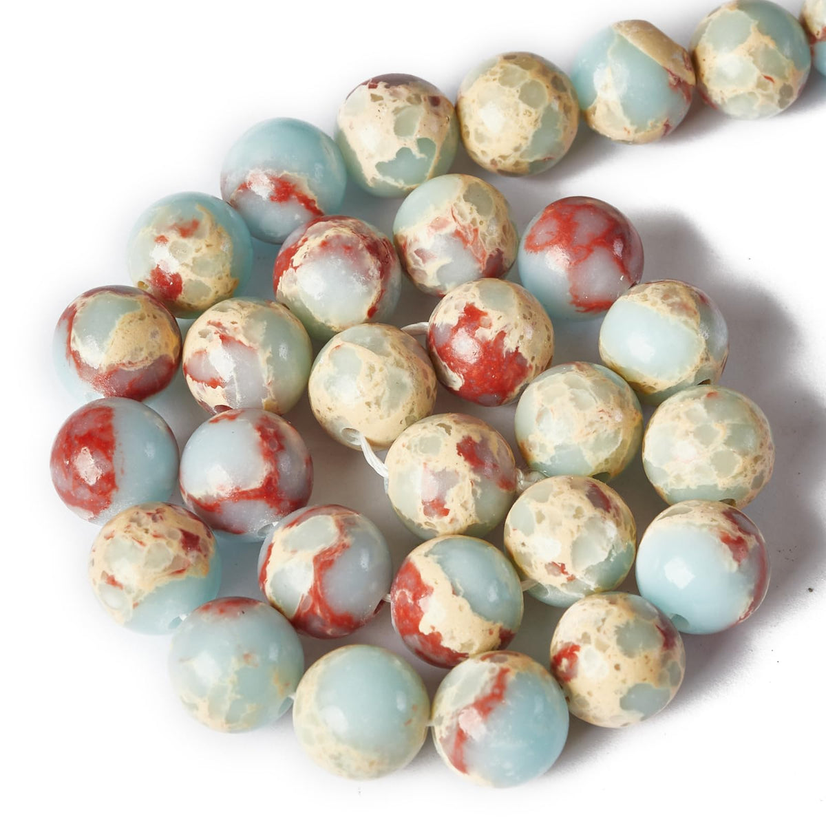 100pcs 8mm Snakeskin Imperial Beads Natural Gemstone Beads Round Loose Beads for Jewelry Making